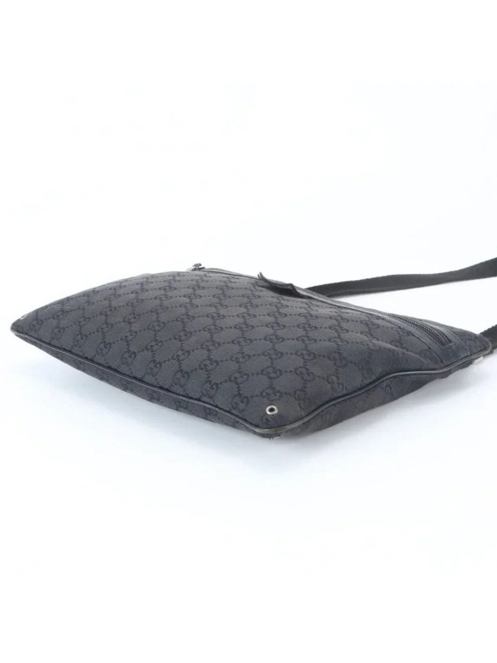 Gucci GG Canvas Leather Shoulder Bag Crossbody Messenger Business Tote Black